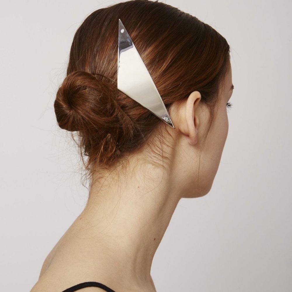 Sylvain le Hen Barrette 026 Modern Silver Triangle Hair Accessory La Garconne